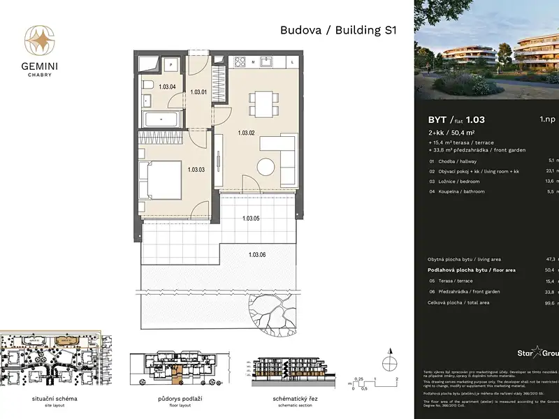 Prodej bytu 2+kk 50 m², Praha – náhled fotky 2