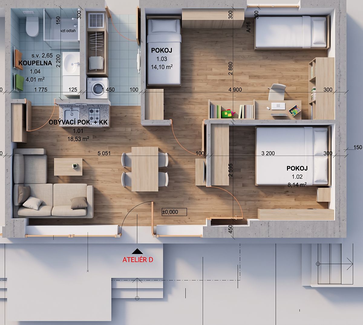Pronájem bytu atypický 45 m² – fotografie 3