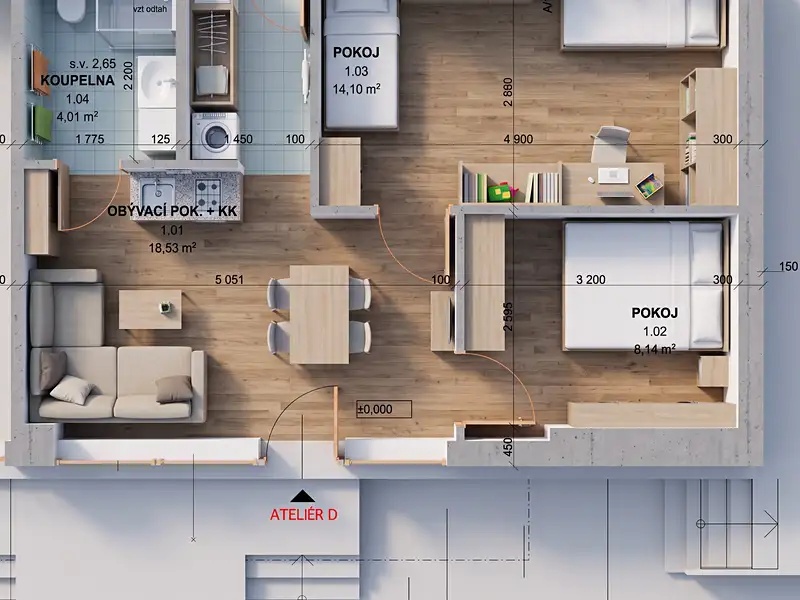 Pronájem bytu atypický 45 m², Říčky – náhled fotky 3