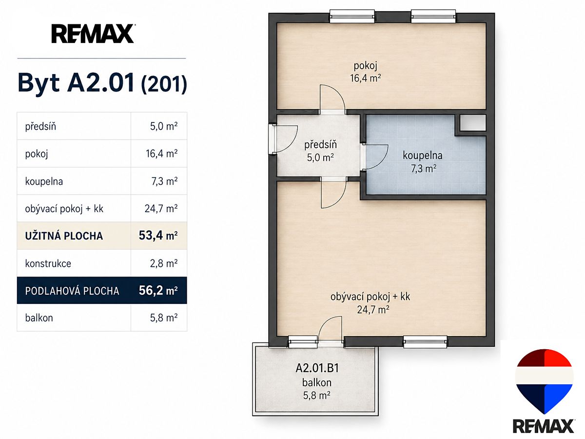 Pronájem bytu 2+kk 53 m² – fotografie 2