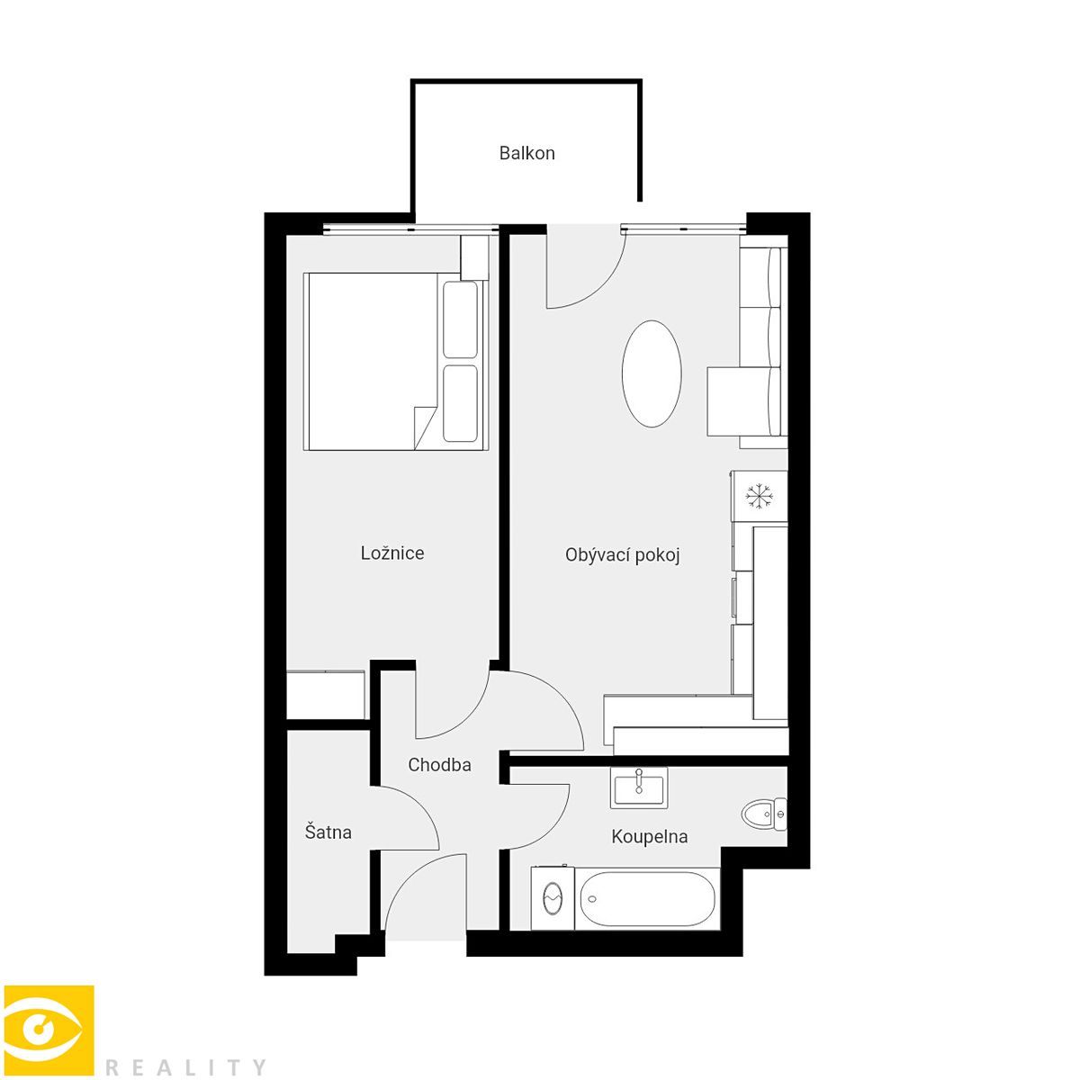 Pronájem bytu 2+kk 46 m² – fotografie 2