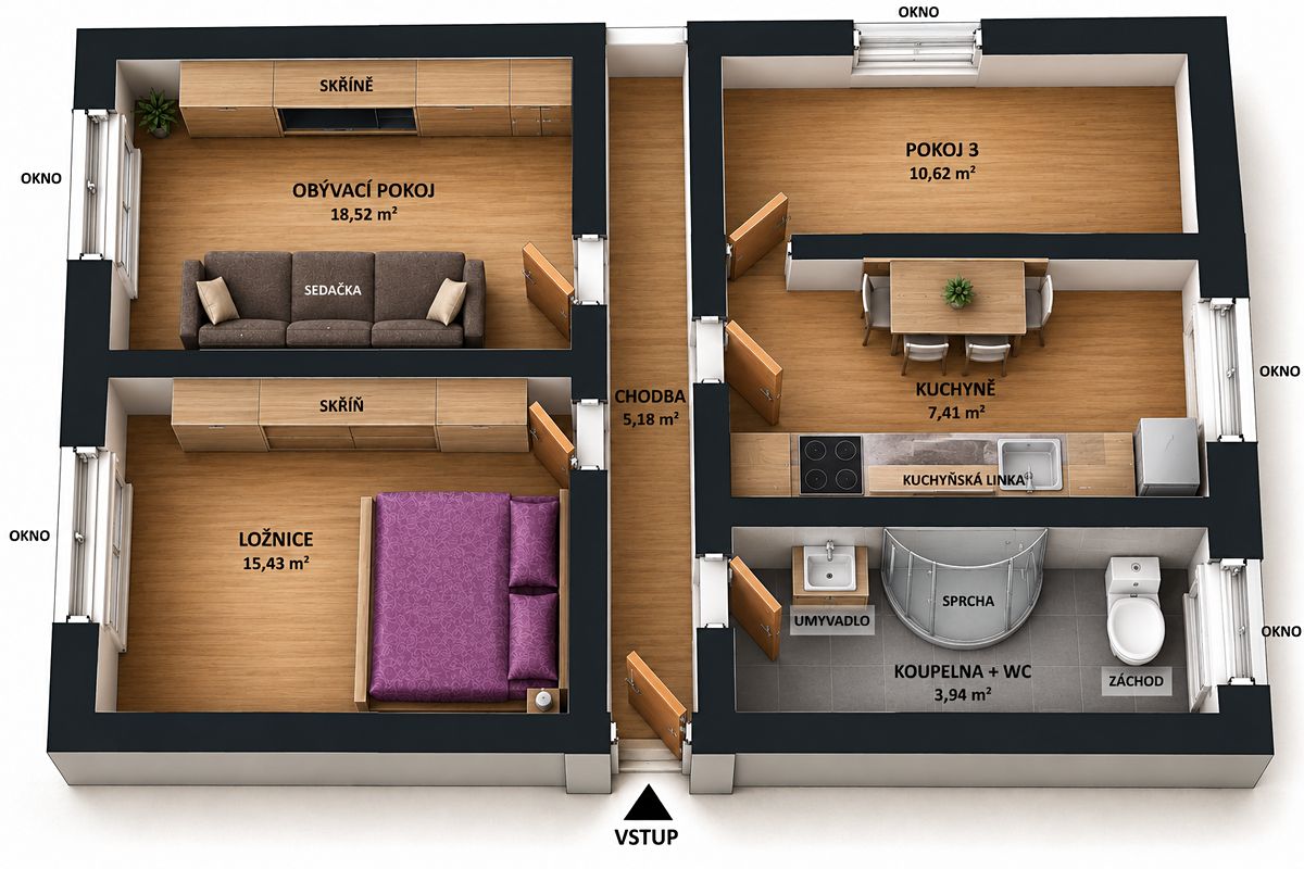 Prodej bytu 3+1 61 m² – fotografie 3