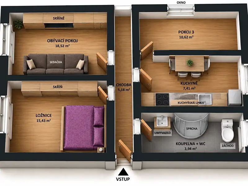 Prodej bytu 3+1 61 m², Malečov – náhled fotky 3