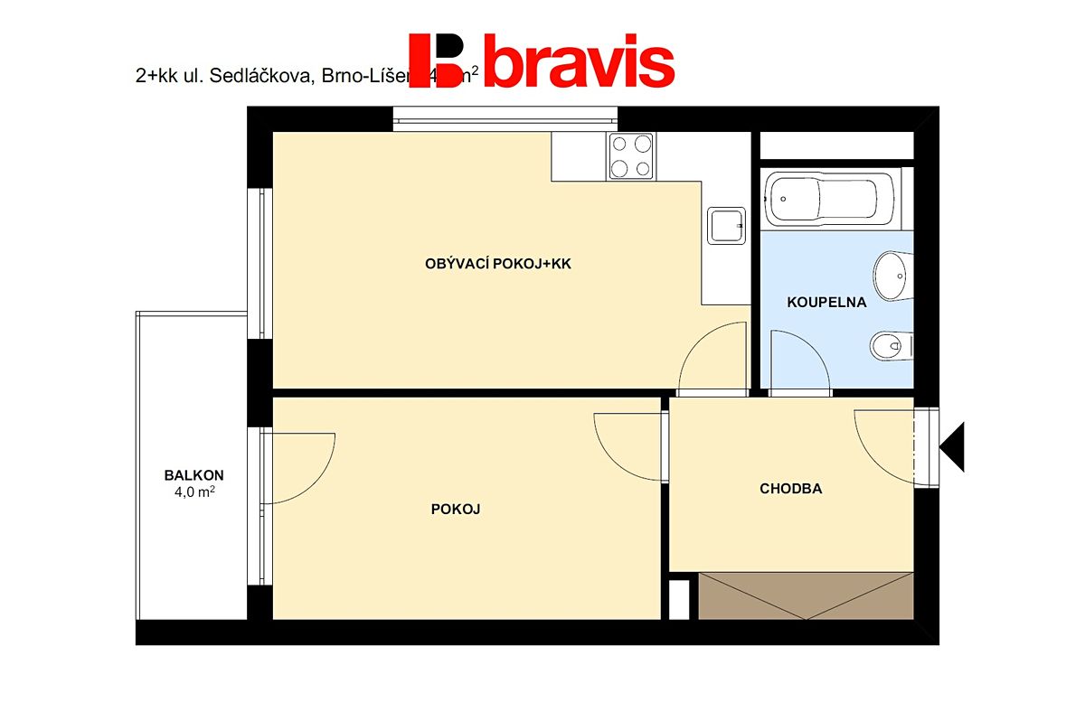 Pronájem bytu 2+kk 46 m² – fotografie 2