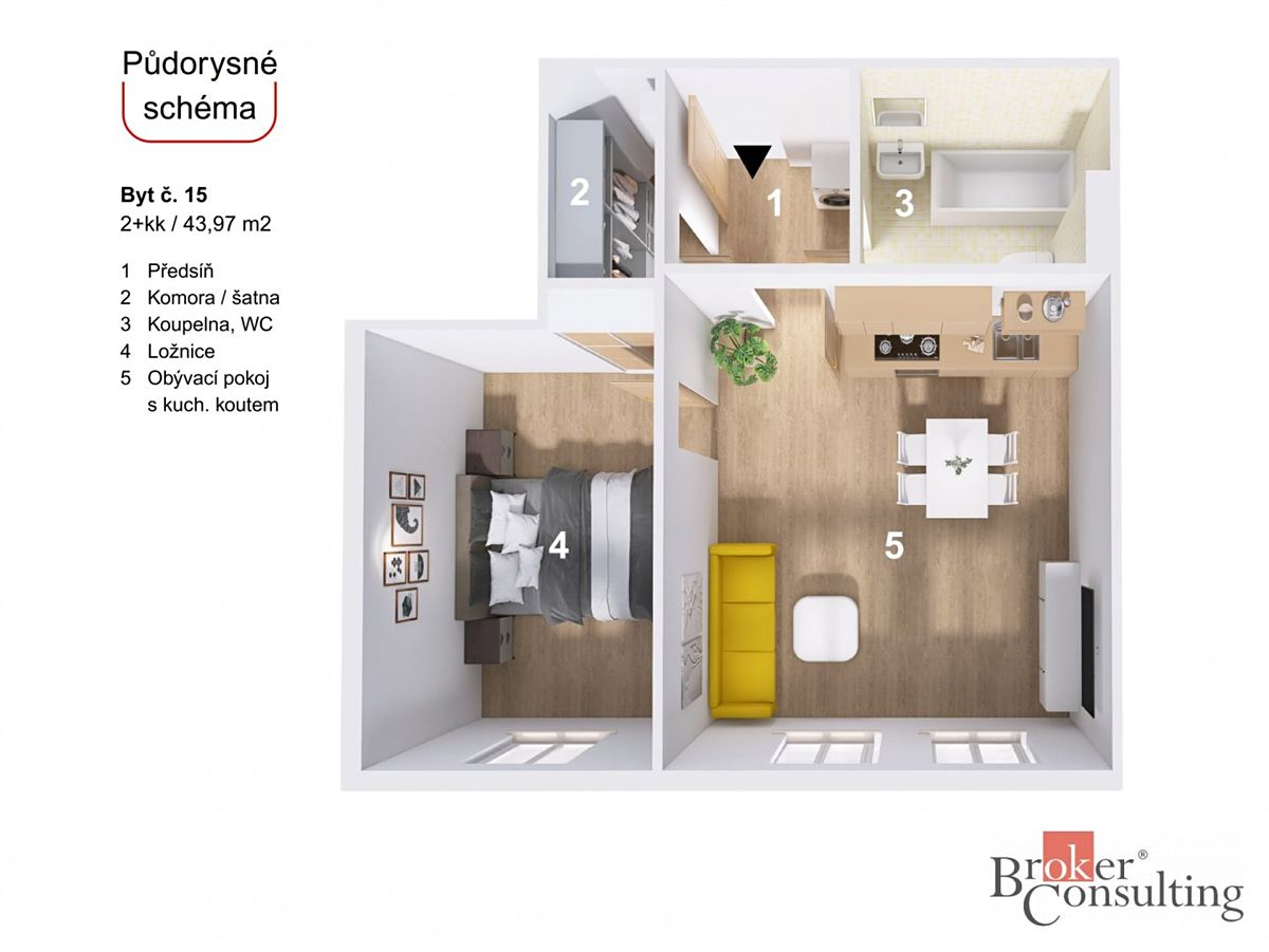 Prodej bytu 2+kk 44 m² – fotografie 3