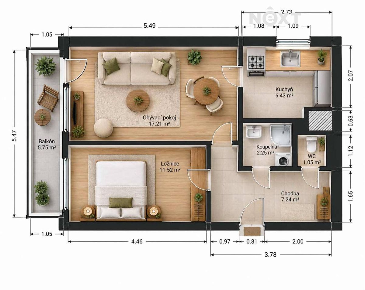 Prodej bytu 2+1 46 m² – fotografie 3