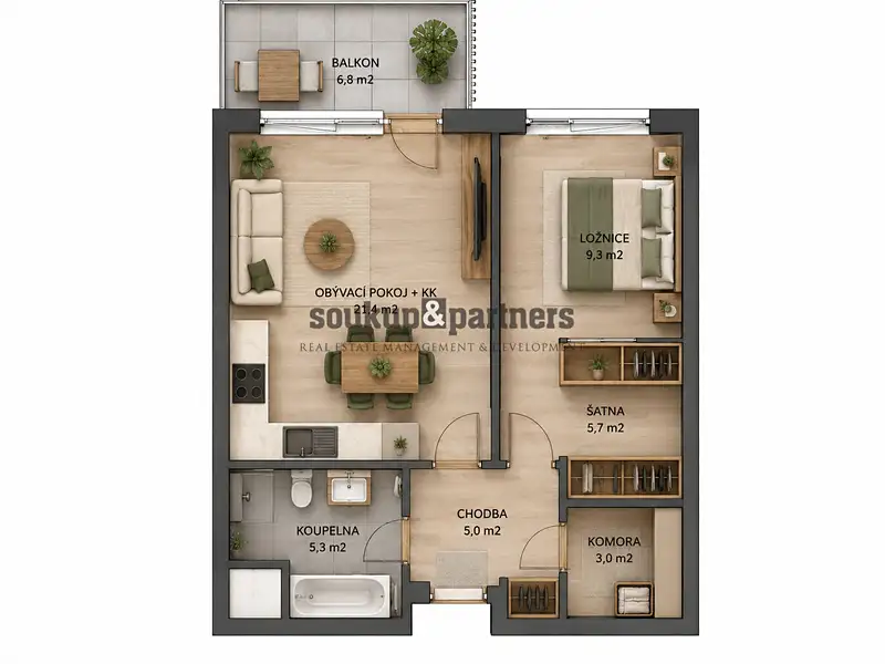 Prodej bytu 2+kk 52 m², Praha – náhled fotky 3