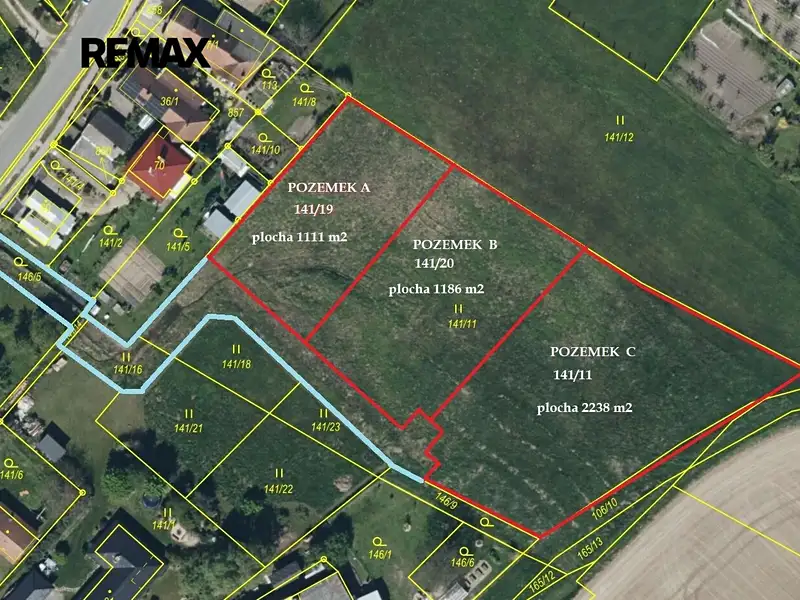 Prodej stavebního pozemku 1111 m², Ostřetín – náhled fotky 2