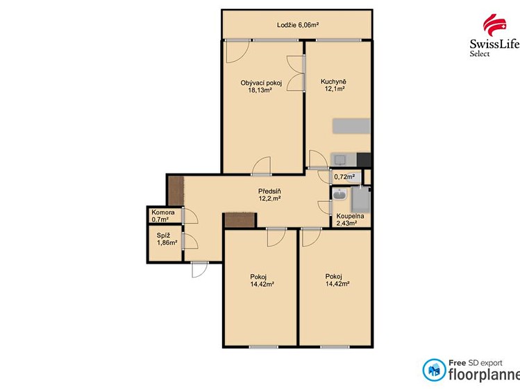 Wohnung 3+1 zum Kauf, 73 m² (18 von 18)