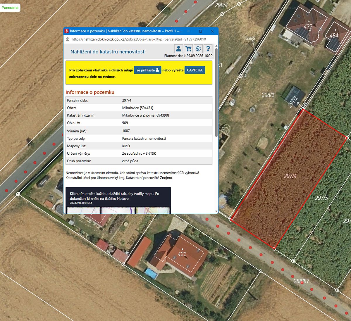 Prodej stavebního pozemku 1007 m² – fotografie 3