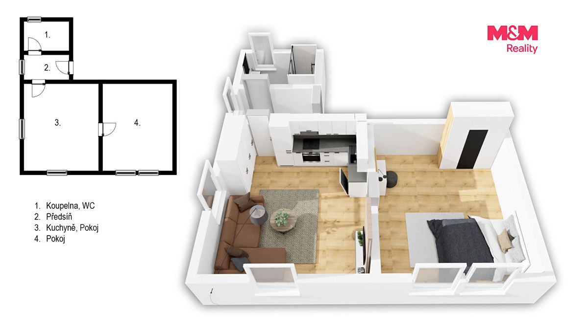 Pronájem bytu 2+kk 55 m² – fotografie 2