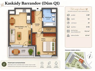 Prodej bytu 2+kk 58 m²