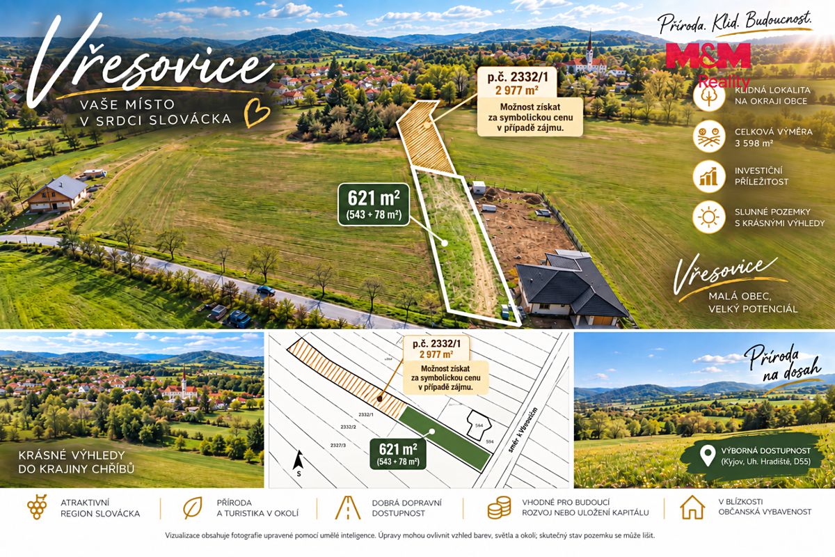 Prodej stavebního pozemku 621 m² – fotografie 3