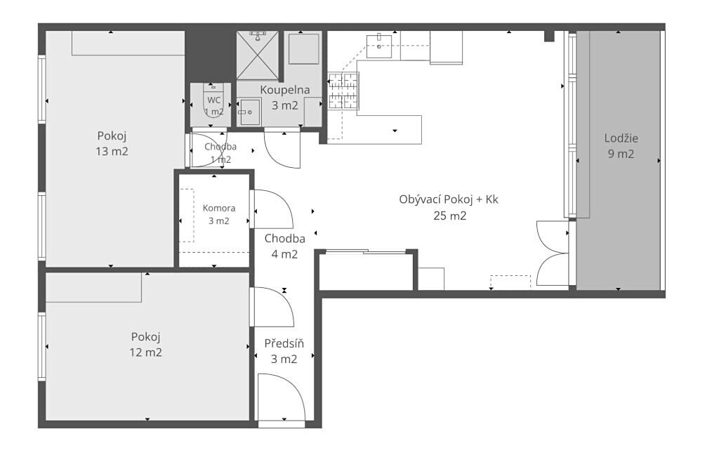 Prodej bytu 3+kk 65 m² – fotografie 3