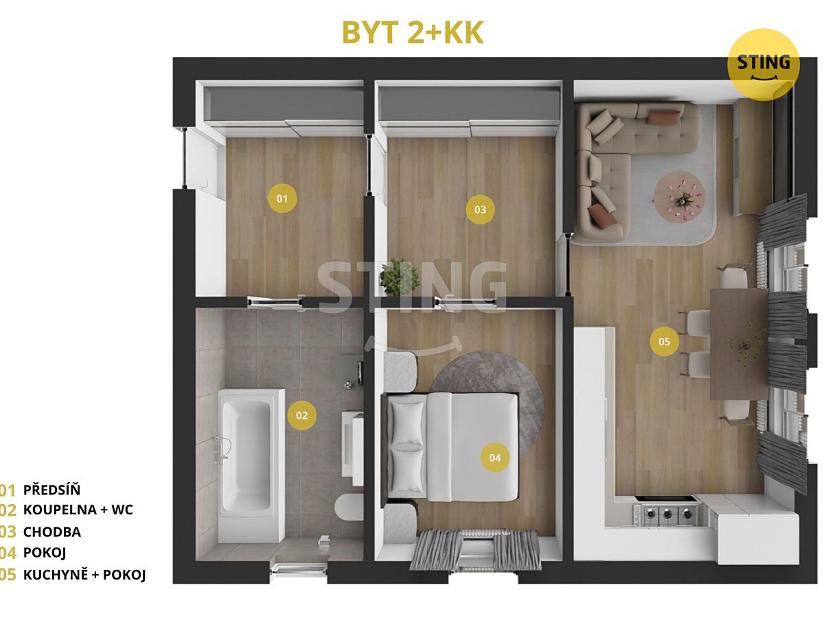 Pronájem bytu 2+kk 52 m² – fotografie 2