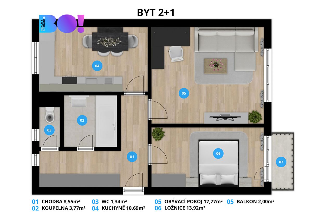 Prodej bytu 2+1 53 m² – fotografie 4