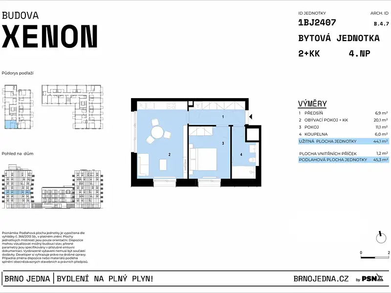 Prodej bytu 2+kk 44 m², Brno – náhled fotky 2