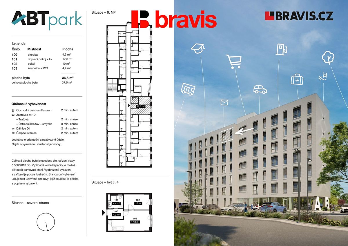 Pronájem bytu 2+kk 37 m² – fotografie 5