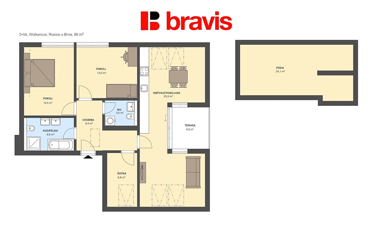 Pronájem bytu 4+kk 89 m² – fotografie 5