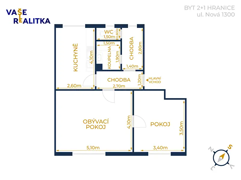 Pronájem bytu 2+1 67 m², Hranice – náhled fotky 2