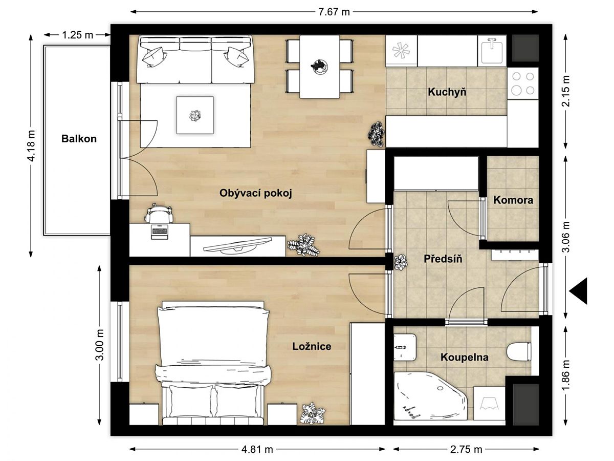 Pronájem bytu 2+kk 53 m² – fotografie 4