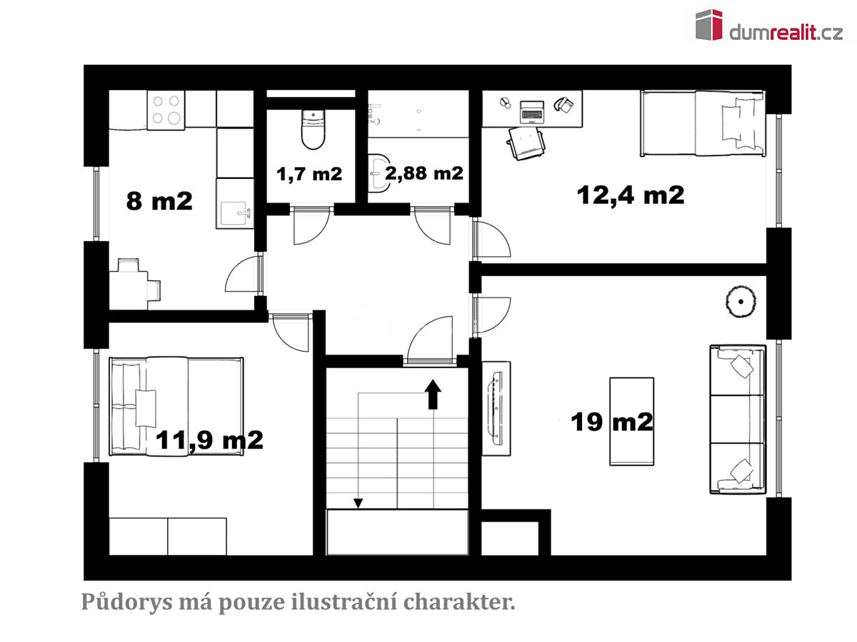 Pronájem bytu 3+1 60 m² – fotografie 3