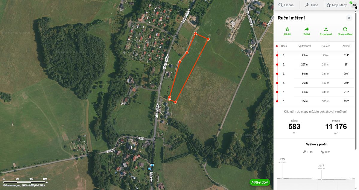 Prodej stavebního pozemku 1100 m²