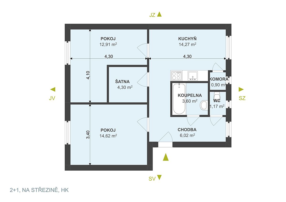 Pronájem bytu 2+1 55 m² – fotografie 3