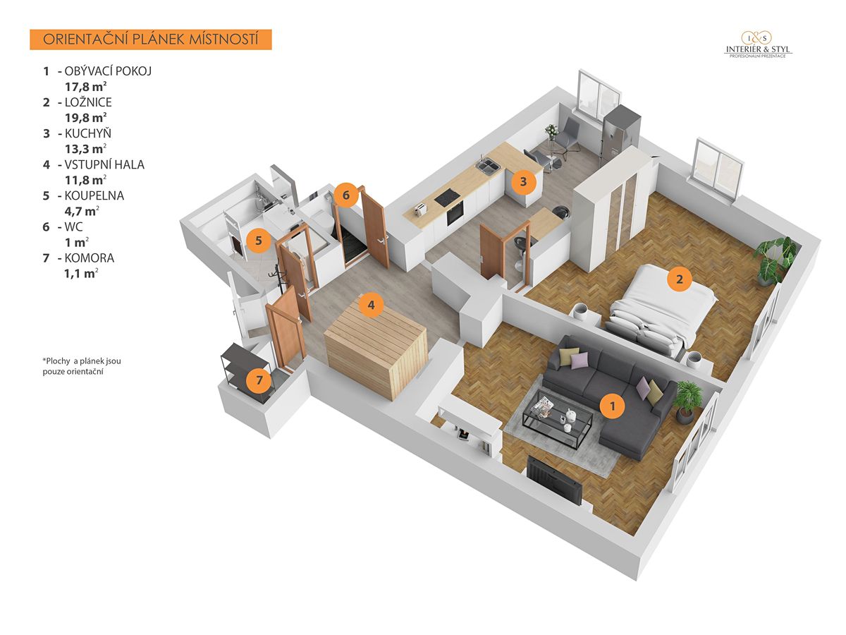 Pronájem bytu 2+1 70 m² – fotografie 3