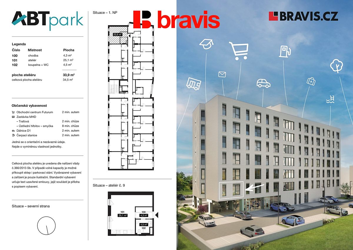 Pronájem bytu 1+kk 35 m² – fotografie 4