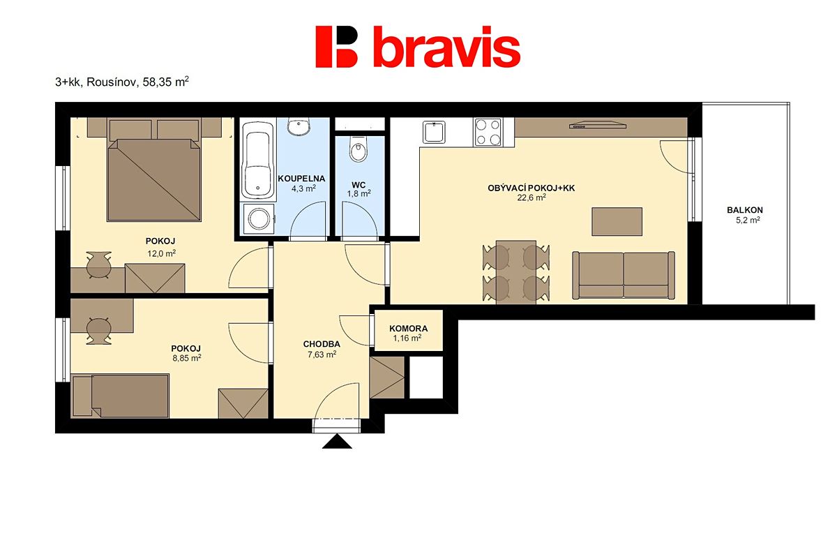 Pronájem bytu 3+kk 71 m² – fotografie 5