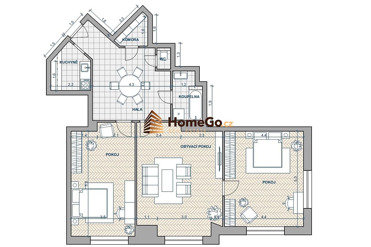 Pronájem bytu 3+kk 90 m² – fotografie 2