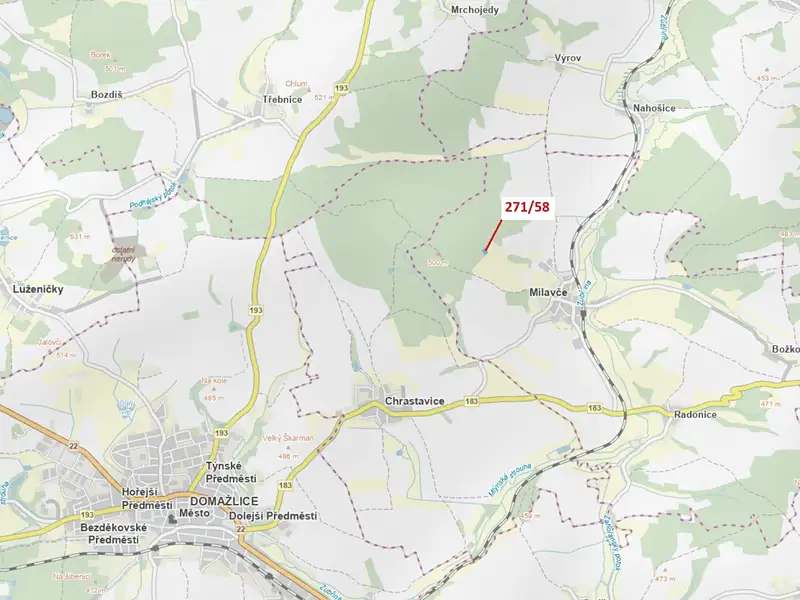 Dražba lesa 2102 m², Milavče – náhled fotky 1