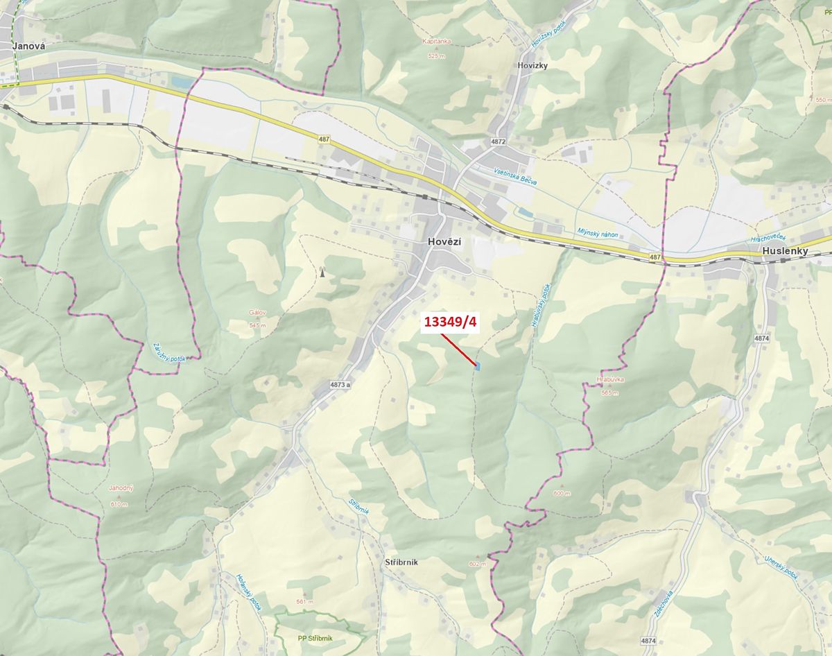 Dražba louky 1222 m², Hovězí – fotka 1 z 3