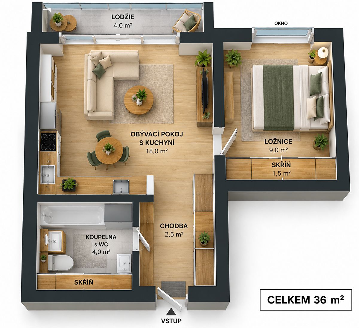 Pronájem bytu 2+kk 36 m² – fotografie 4