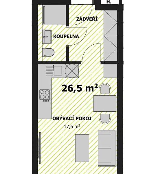 Pronájem bytu 1+kk 25 m², Liberec – náhled fotky 3