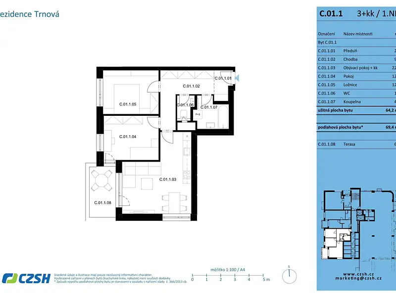 Prodej bytu 3+kk 73 m², Pardubice – náhled fotky 2