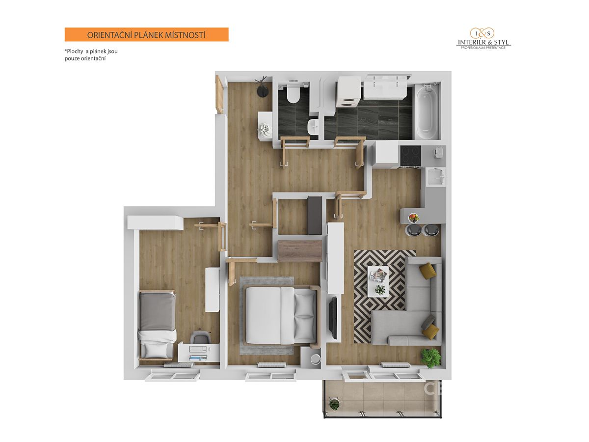 Pronájem bytu 3+kk 70 m² – fotografie 3
