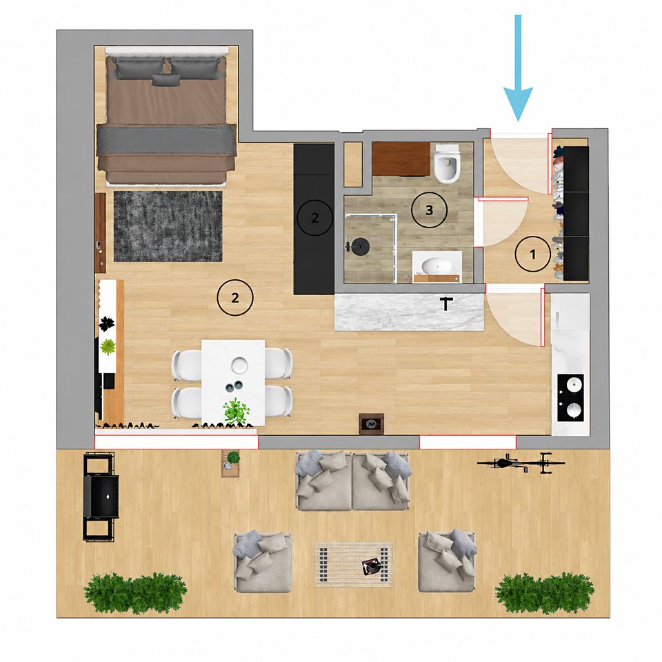 Pronájem bytu 1+kk 38 m² – fotografie 2