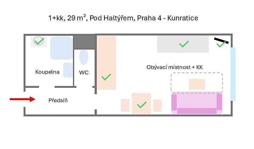 Pronájem bytu 1+kk 29 m² – fotografie 4