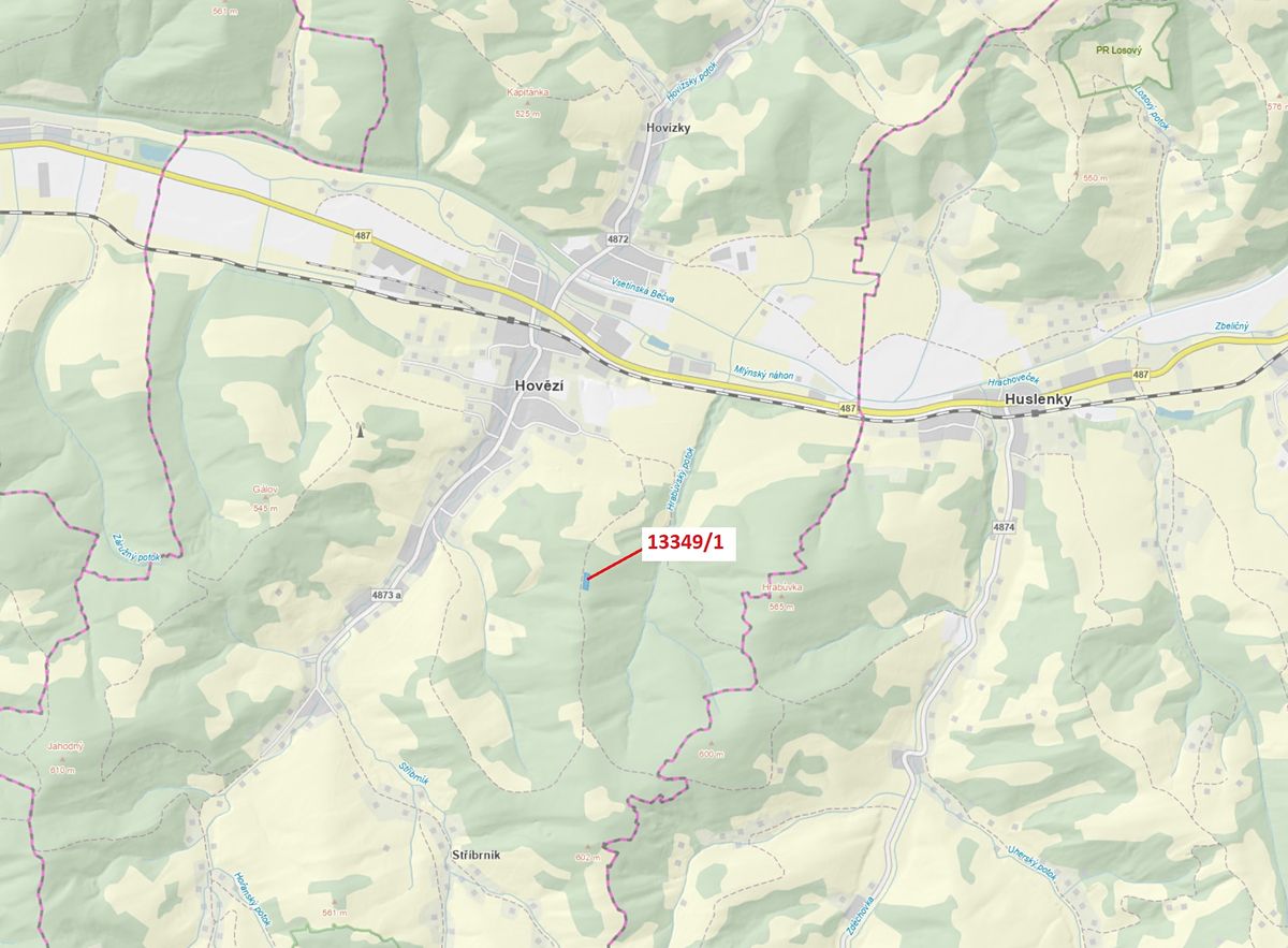 Dražba louky 1868 m², Hovězí – fotka 1 z 3
