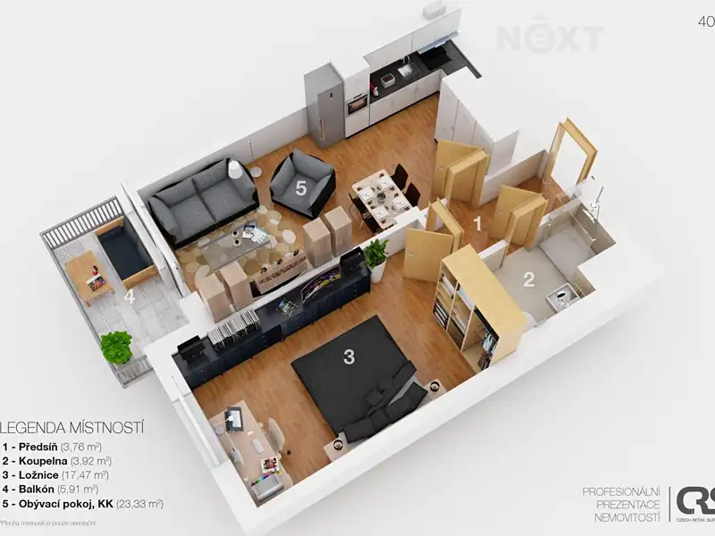 Pronájem bytu 2+kk 53 m², Praha – náhled fotky 2