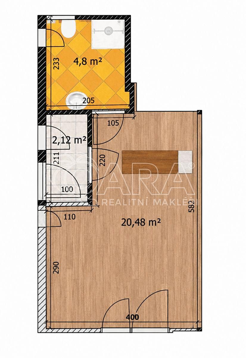 Pronájem bytu 1+kk 28 m² – fotografie 2