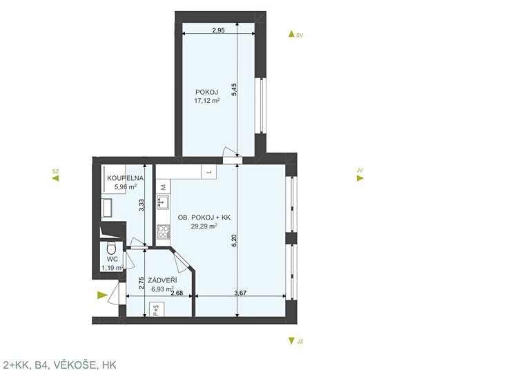 Pronájem bytu 2+kk, 63 m² (3 z 13)
