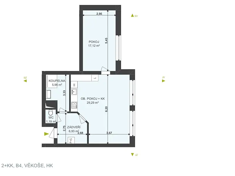 Pronájem bytu 2+kk 63 m², Hradec Králové – náhled fotky 3