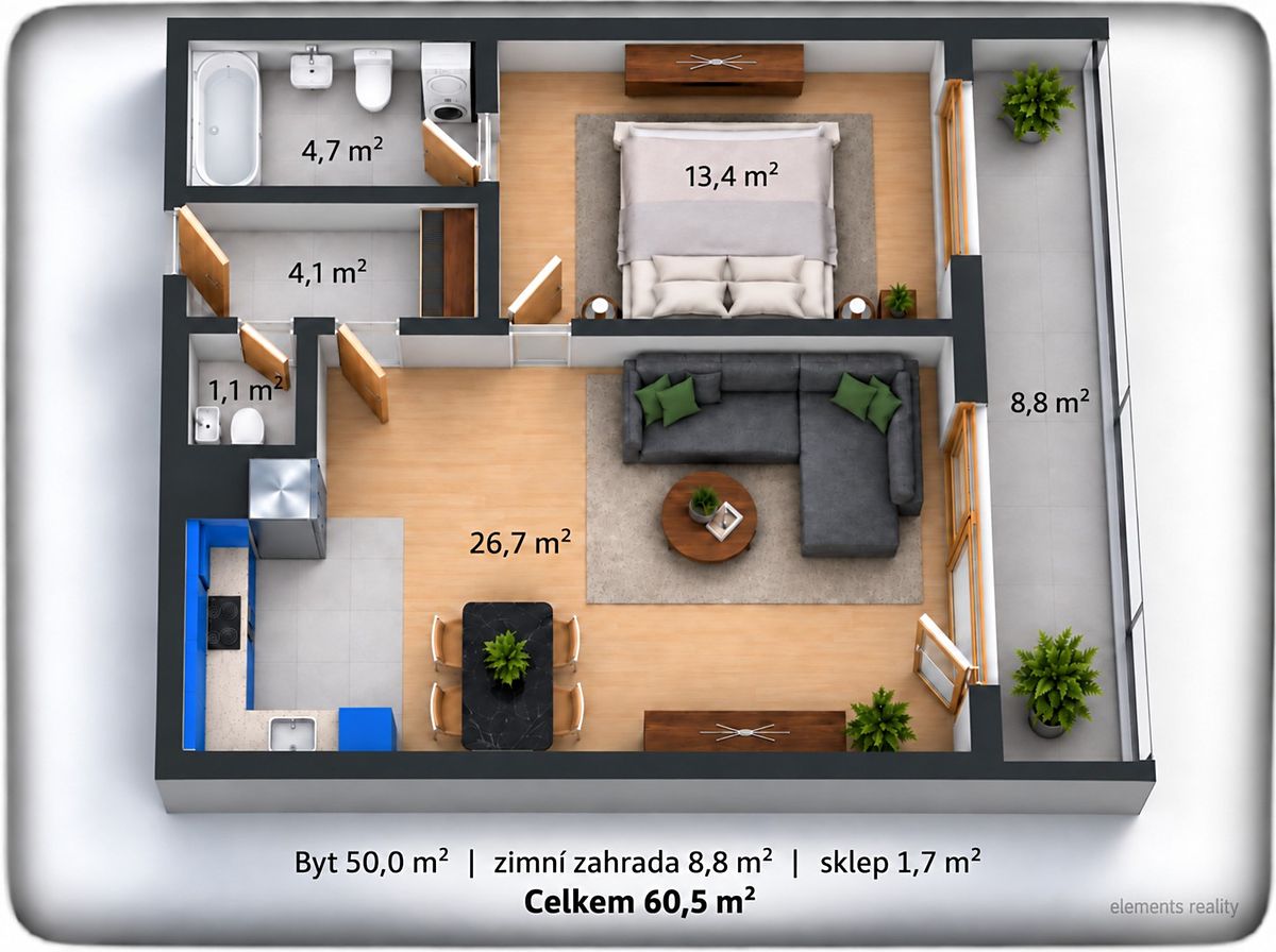 Prodej bytu 2+kk 60 m² – fotografie 3