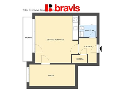 Pronájem bytu 2+kk, 41 m² (2 z 12)