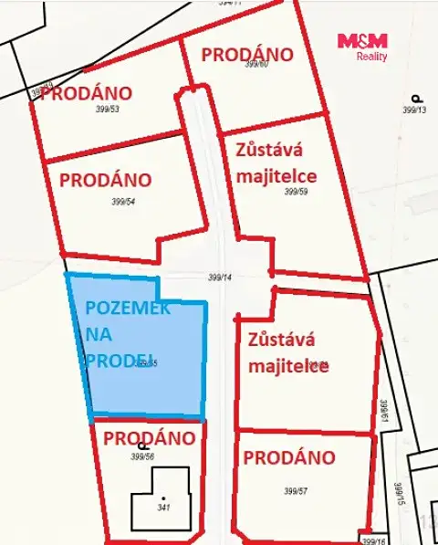 Prodej stavebního pozemku 986 m², Račice – náhled fotky 3
