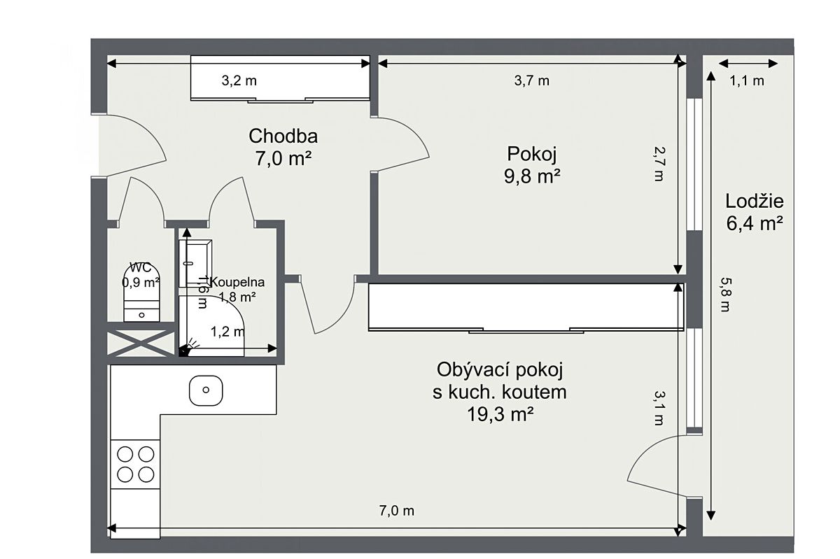 Prodej bytu 2+kk 40 m² – fotografie 4