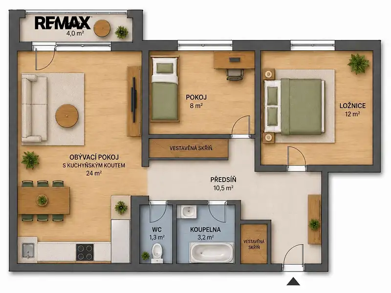Prodej bytu 3+kk 65 m², České Budějovice – náhled fotky 2